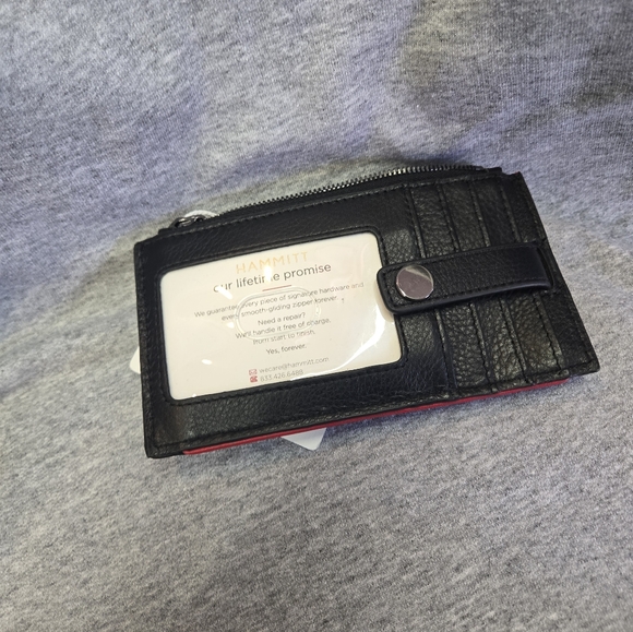 NWT Hammitt Black and Red Leather Gunmetal Hardware 210 West Wallet - Picture 11 of 12